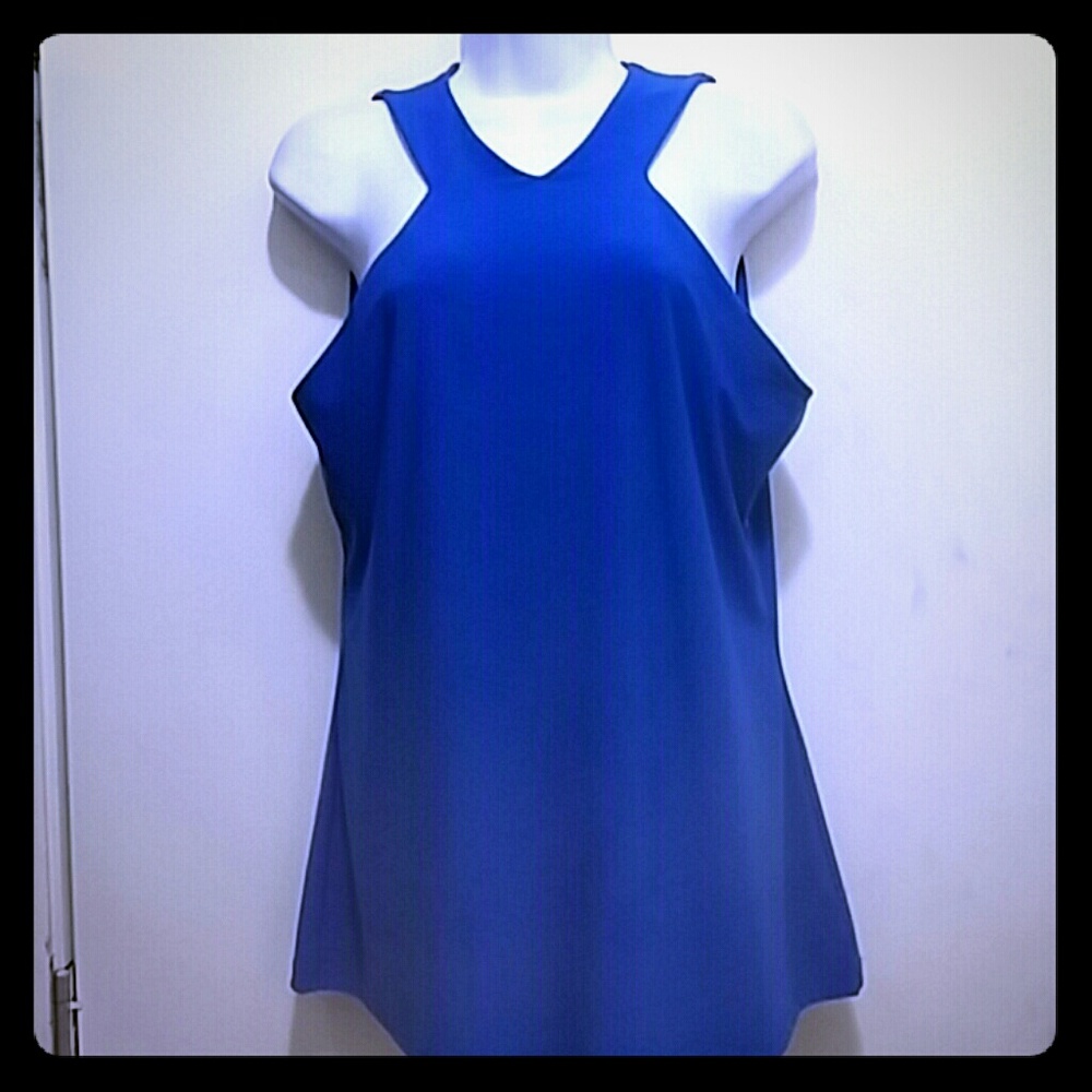 Sexy v neck royal blue sleeveless top size L